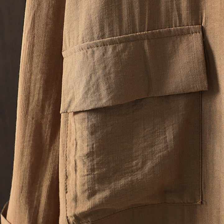 Buddha Stones Plain Buttons Women's Cotton Coat With Pockets - image 9