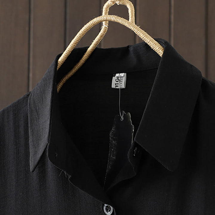 Buddha Stones Plain Buttons Women's Cotton Coat With Pockets - image 11