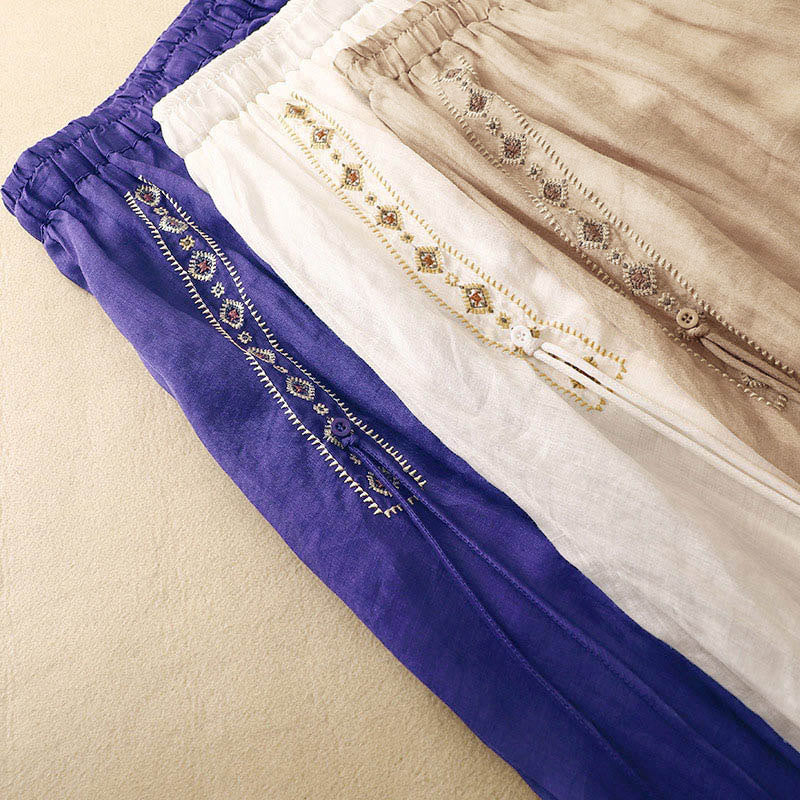 Buddha Stones Ethnic Vintage Embroidery Button Design Women's 7-8 Length Skirt - image 17