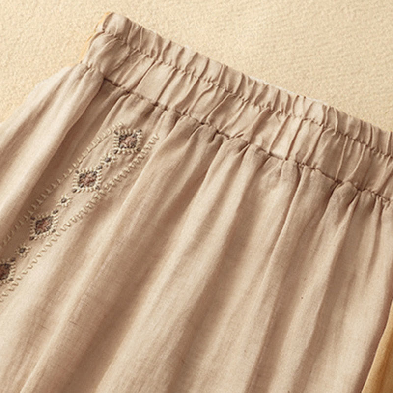 Buddha Stones Ethnic Vintage Embroidery Button Design Women's 7-8 Length Skirt - image 14