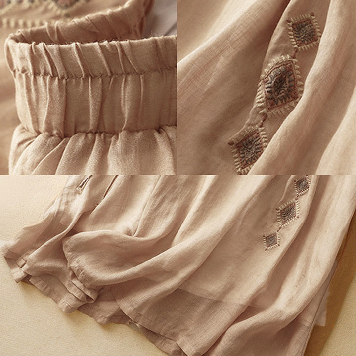 Buddha Stones Ethnic Vintage Embroidery Button Design Women's 7-8 Length Skirt - image 13