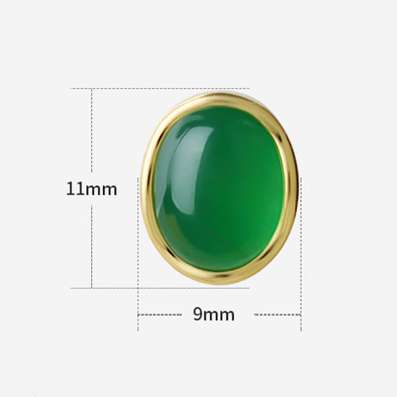 Buddha Stones 925 Sterling Silver Golden Green Chalcedony Strength Earrings  - image 3