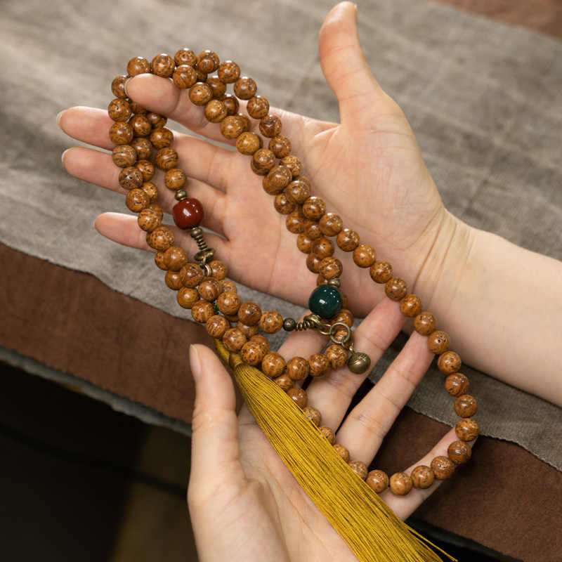 108 Mala Beads Bodhi Seed Wisdom Peace Tassel Bracelet - image 3