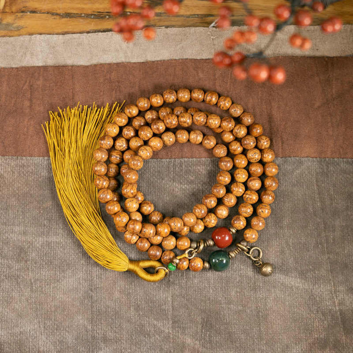 108 Mala Beads Bodhi Seed Wisdom Peace Tassel Bracelet - 18cm - image 1