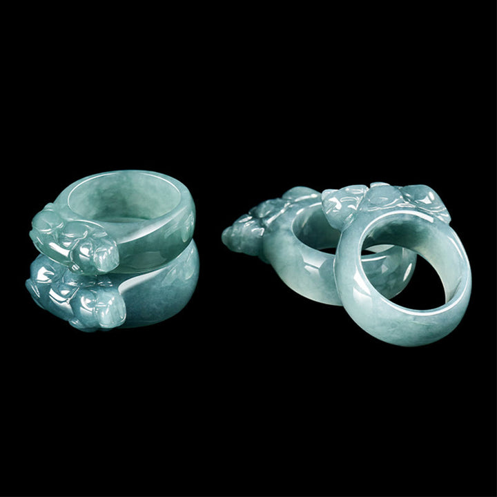 Buddha Stones Fengshui Wealth Prosperity Jade PiXiu Luck Ring - image 10