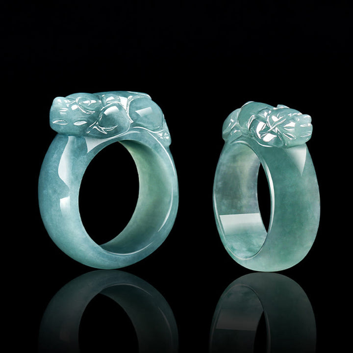 Buddha Stones Fengshui Wealth Prosperity Jade PiXiu Luck Ring - image 3