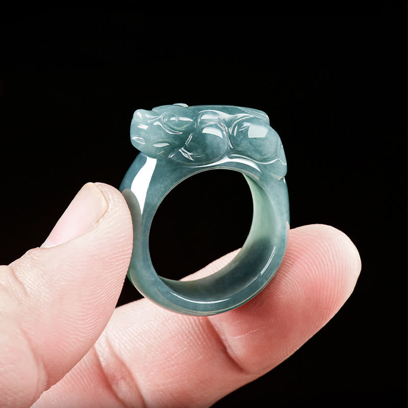 Buddha Stones Fengshui Wealth Prosperity Jade PiXiu Luck Ring - image 4