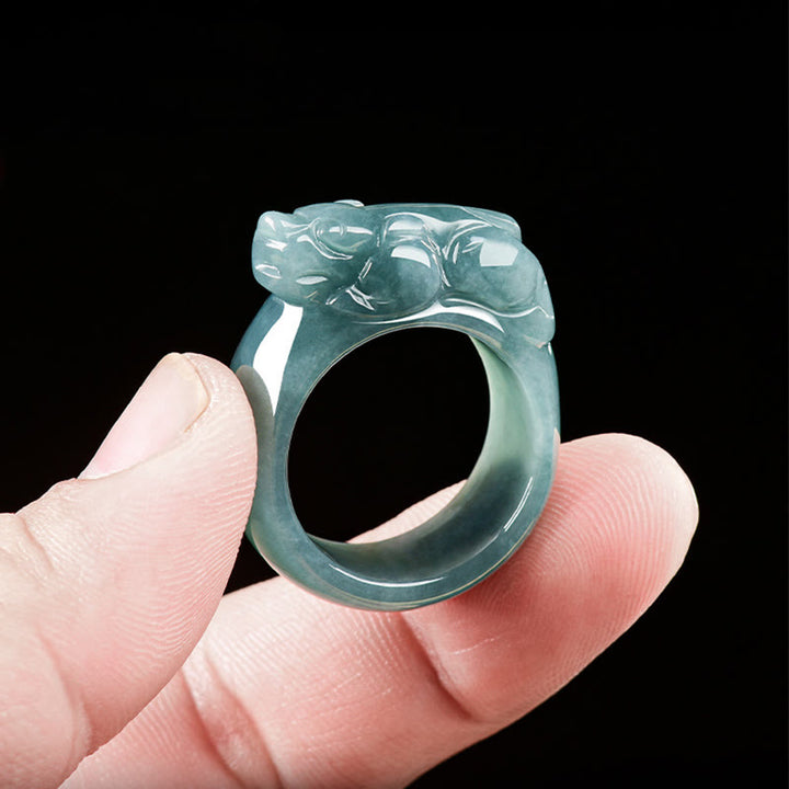 Buddha Stones Fengshui Wealth Prosperity Jade PiXiu Luck Ring - image 4