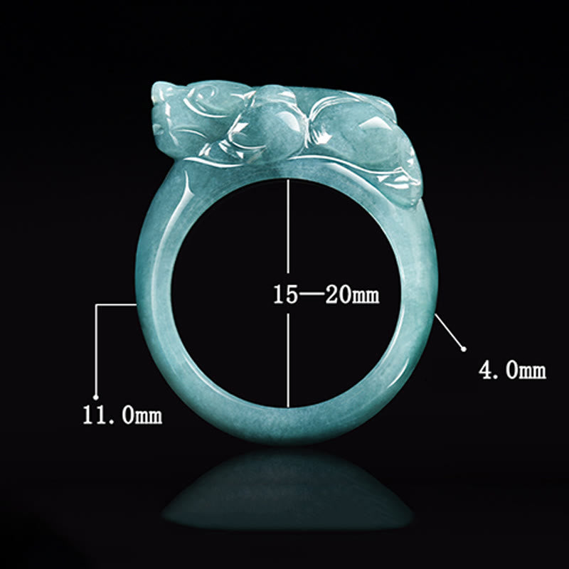 Buddha Stones Fengshui Wealth Prosperity Jade PiXiu Luck Ring - image 9