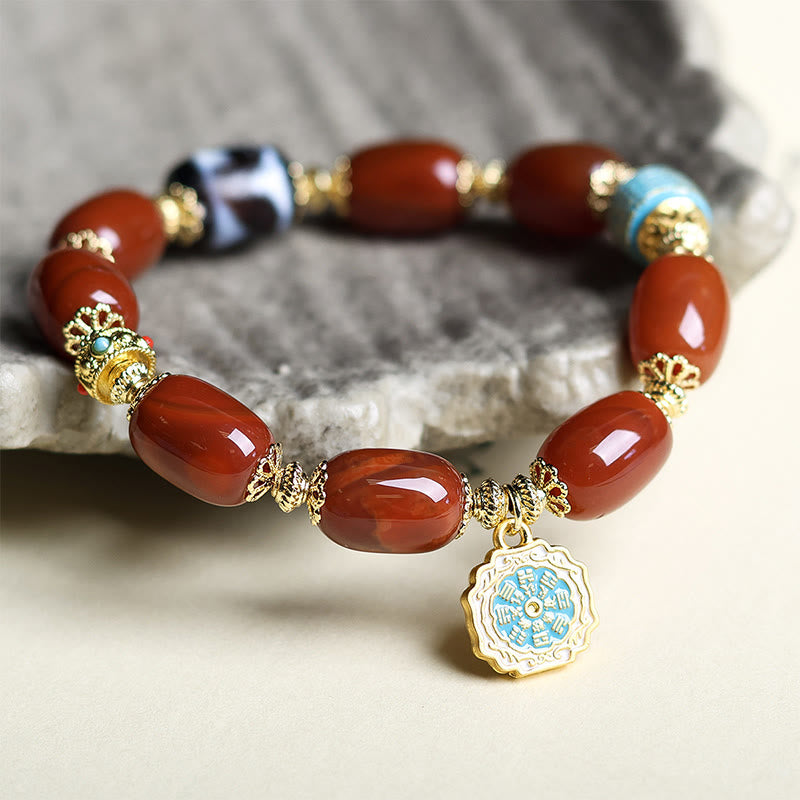 Buddha Stones Natural South Red Agate Bagua Dzi Bead Power Bracelet - image 4