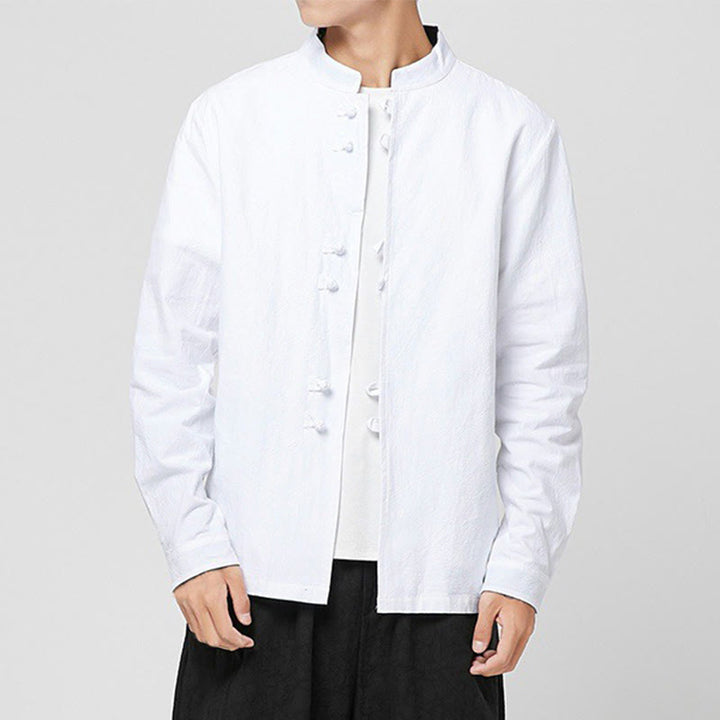 Buddha Stones Men's Frog-Button Dragon Pattern Cuffs Cotton Long Sleeve Shirt - image 6