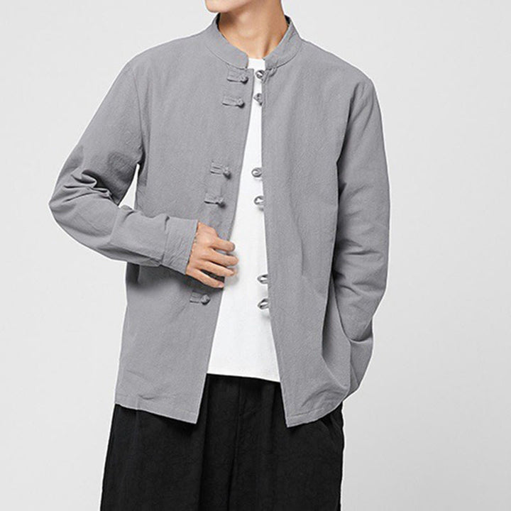 Buddha Stones Men's Frog-Button Dragon Pattern Cuffs Cotton Long Sleeve Shirt - image 22