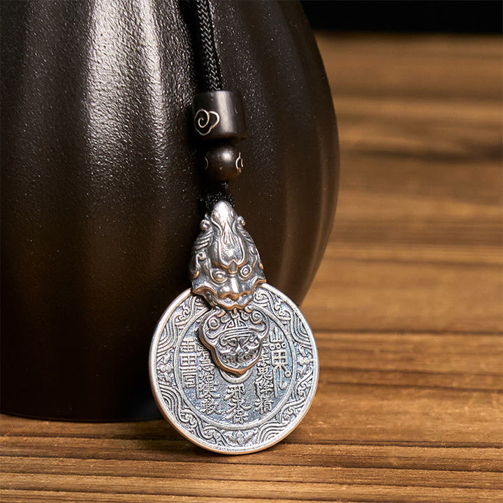 Buddha Stones Mountain Ghosts Spend Money Bagua Design Copper Pixiu Harmony Necklace Pendant - image 2