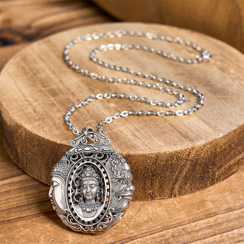 Buddha Stones Copper Buddha Devil Pattern Serenity Pendant Necklace - image 2