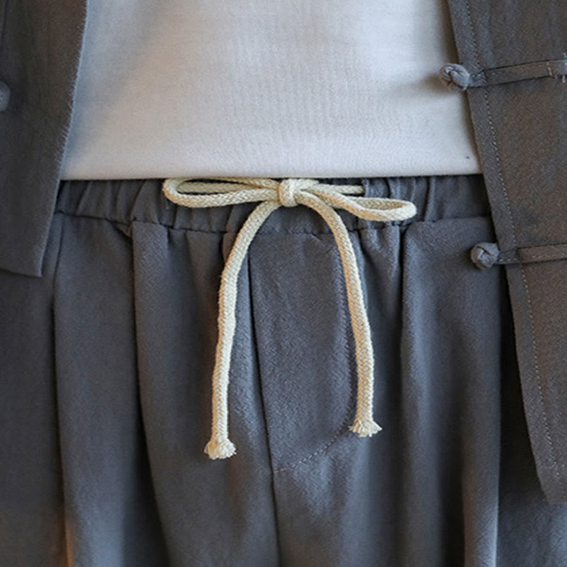 Buddha Stones 2Pcs Zen Tang Suit Men's Frog-Button Long Sleeve Shirt Pants Set With Pockets - image 13