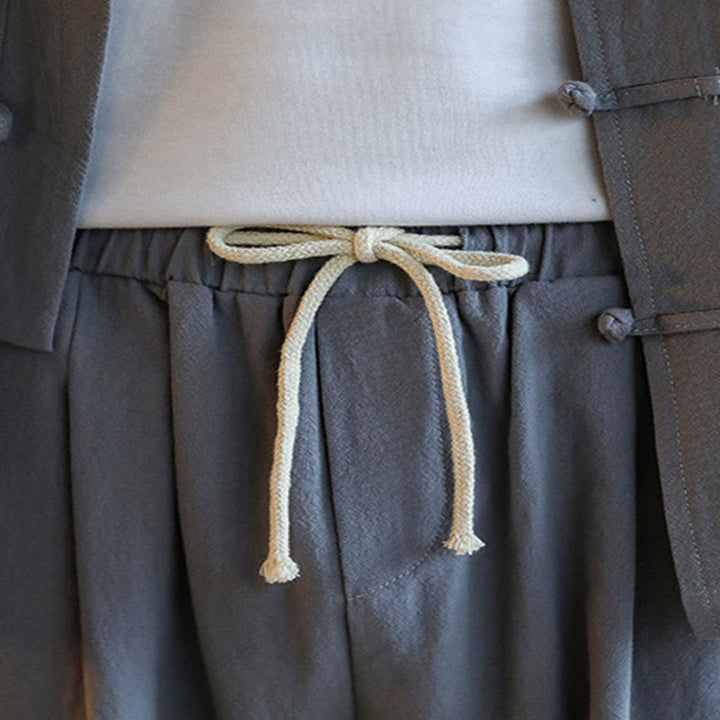 Buddha Stones 2Pcs Zen Tang Suit Men's Frog-Button Long Sleeve Shirt Pants Set With Pockets - image 13