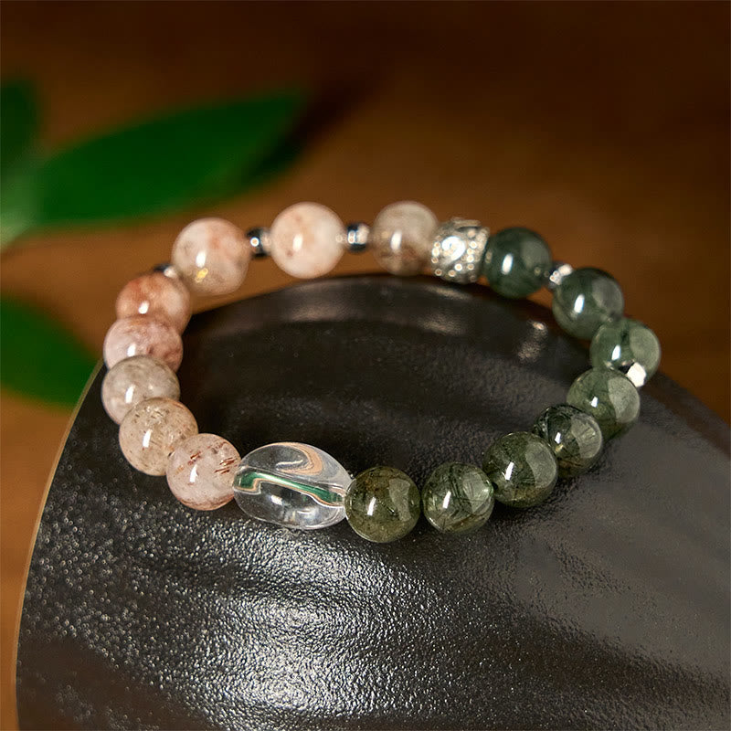 Buddha Stones Natural Green Rutilated Quartz Super Seven Crystal Wealth Bracelet - image 4