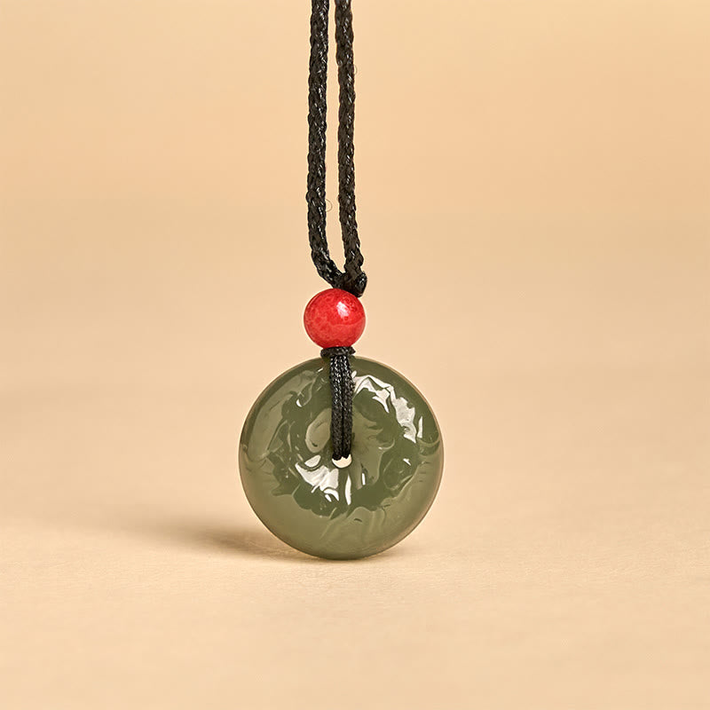 Buddha Stones "Wishing You Peace and Safety" Peace Buckle Jade Necklace Includes Gift Message Card - image 5