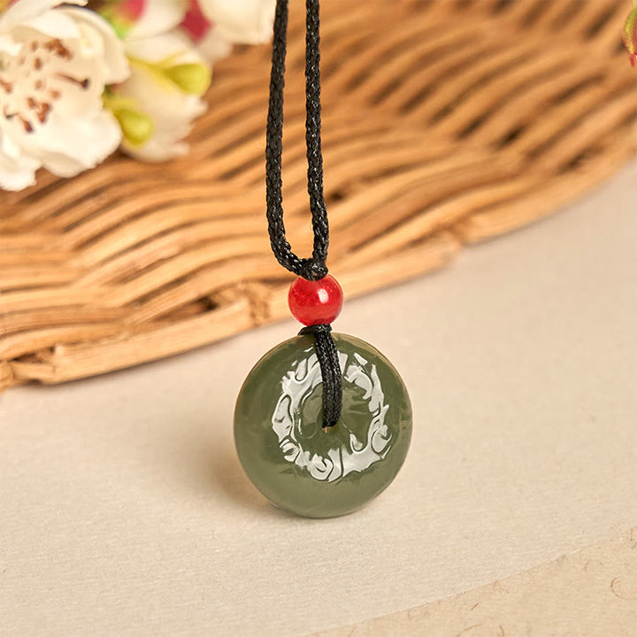 Buddha Stones "Wishing You Peace and Safety" Peace Buckle Jade Necklace Includes Gift Message Card - image 9