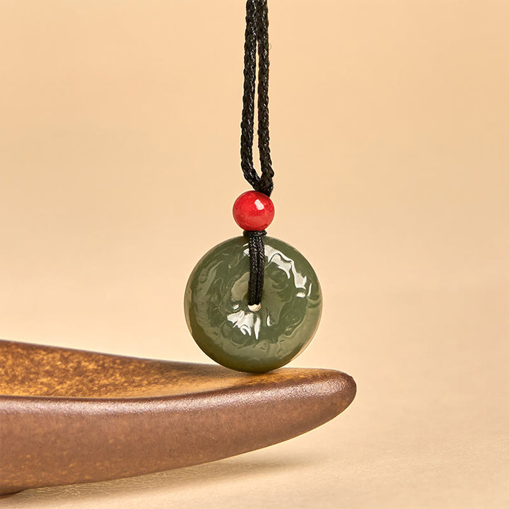 Buddha Stones "Wishing You Peace and Safety" Peace Buckle Jade Necklace Includes Gift Message Card - image 4