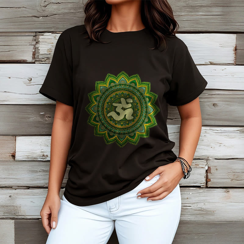 Buddha Stones Casual Green Mandala Om Symbol Pattern Cotton Tee T-shirt - image 7