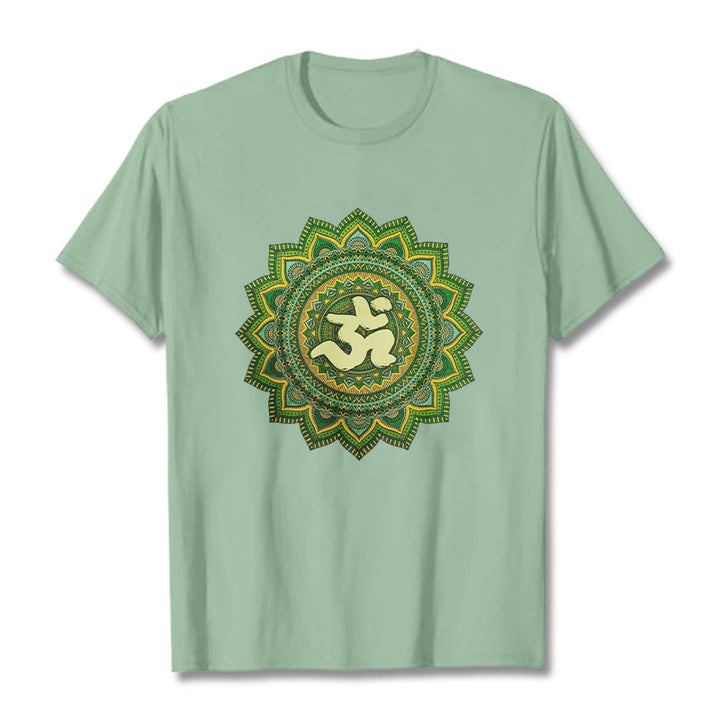 Buddha Stones Casual Green Mandala Om Symbol Pattern Cotton Tee T-shirt - PaleGreen - 2XL - image 15