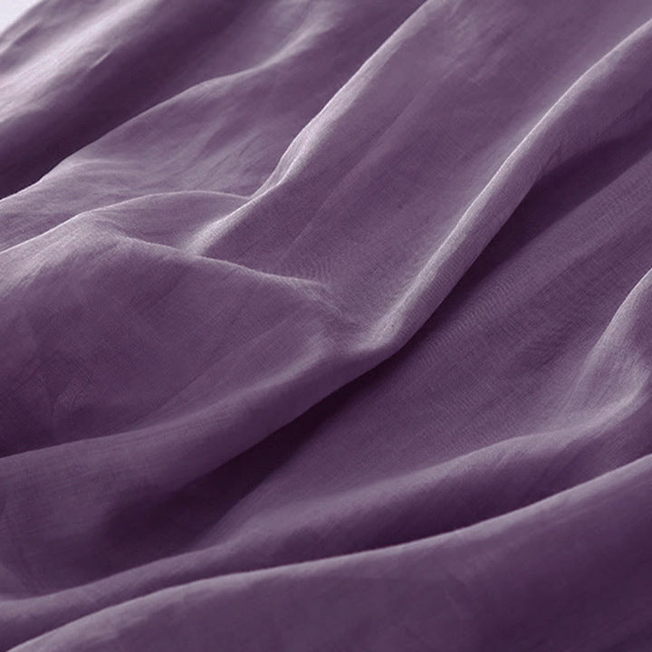 Buddha Stones Casual Accordion Pleat Plain V-neck Short Sleeve Midi Dress With Pockets - image 5