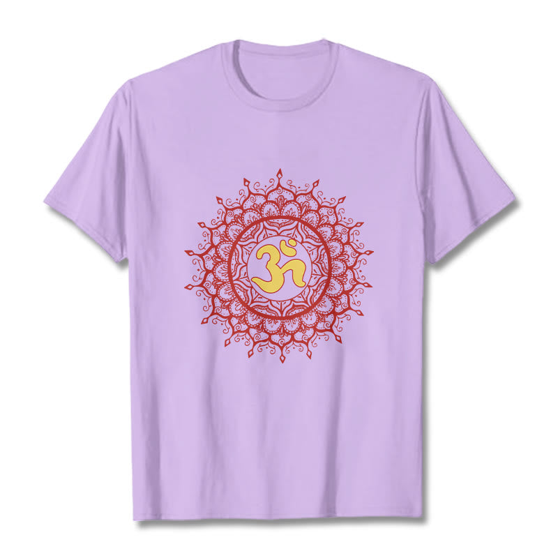 Buddha Stones Casual Red Mandala Om Symbol Pattern Cotton Tee T-shirt - image 17