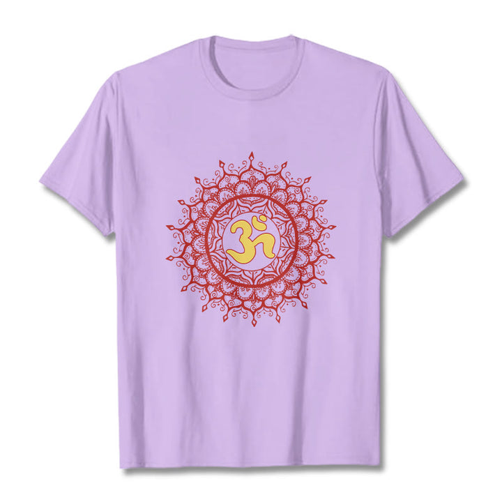 Buddha Stones Casual Red Mandala Om Symbol Pattern Cotton Tee T-shirt - image 17