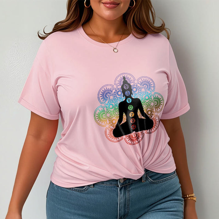 Buddha Stones Casual Meditating Figure Colorful Mandala Pattern Cotton Tee T-shirt - image 14