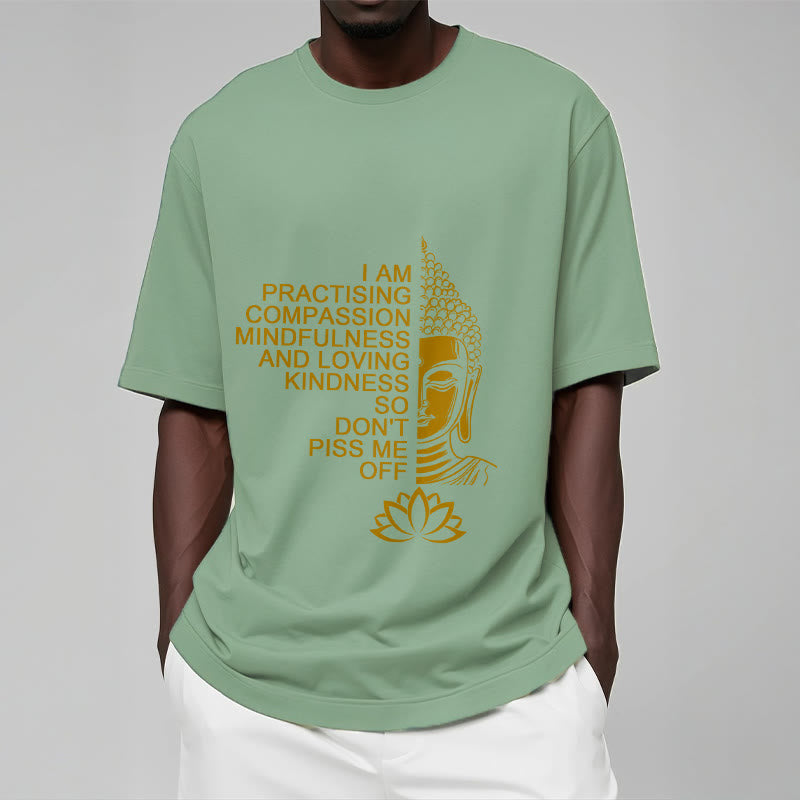 Buddha Stones Casual Golden Side Buddha Lotus Flower Pattern Cotton Tee T-Shirt - image 16