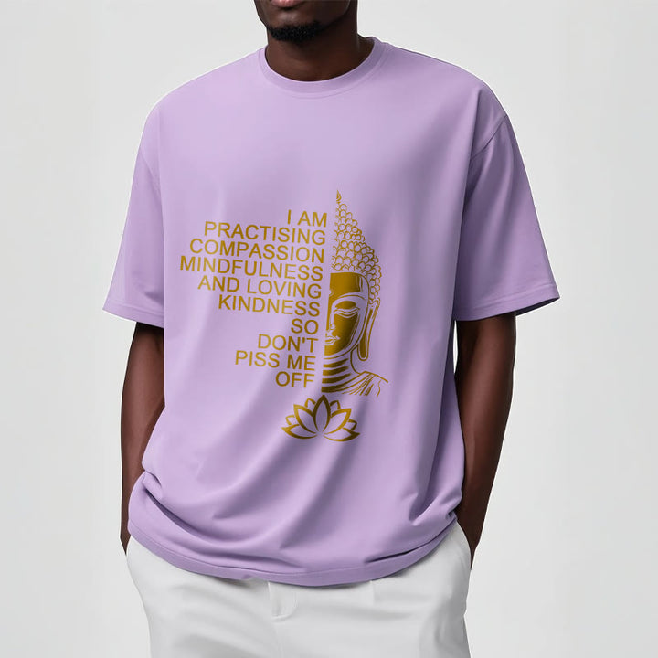 Buddha Stones Casual Golden Side Buddha Lotus Flower Pattern Cotton Tee T-Shirt - image 18