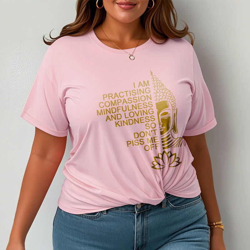 Buddha Stones Casual Golden Side Buddha Lotus Flower Pattern Cotton Tee T-Shirt - image 14