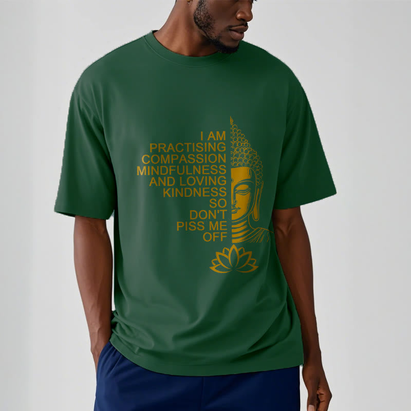 Buddha Stones Casual Golden Side Buddha Lotus Flower Pattern Cotton Tee T-Shirt - image 12