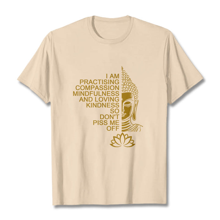 Buddha Stones Casual Golden Side Buddha Lotus Flower Pattern Cotton Tee T-Shirt - Bisque - 2XL - image 9