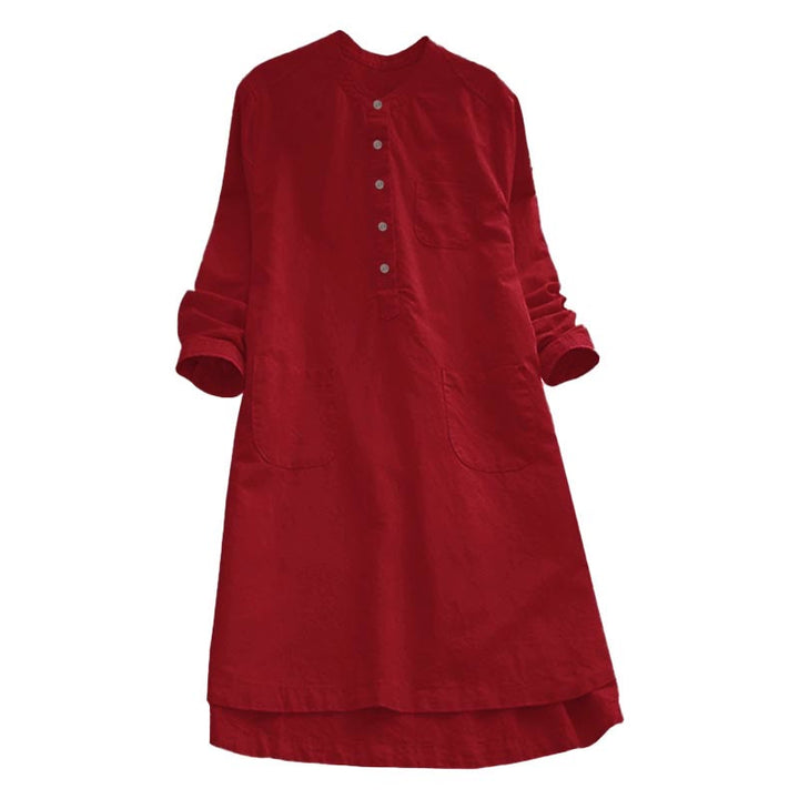 Buddha Stones Solid Buttons Long Sleeve Women's Shirt With Pockets - image 19