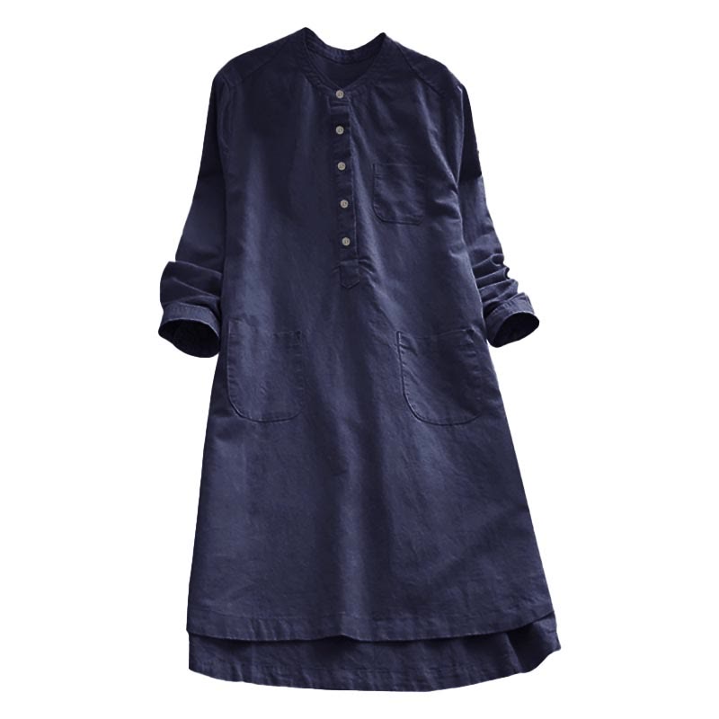 Buddha Stones Solid Buttons Long Sleeve Women's Shirt With Pockets - image 16