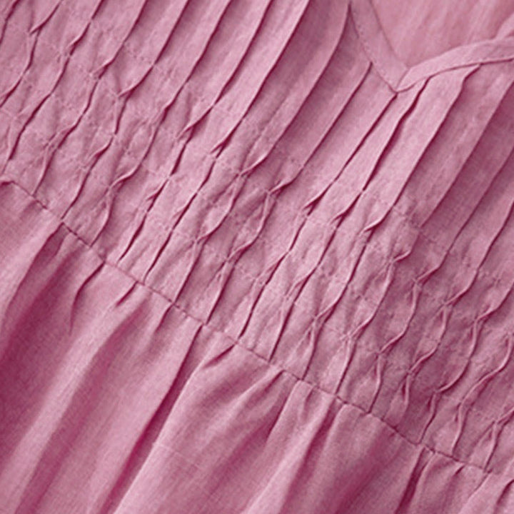 Buddha Stones Casual Plain Loose Women's V-Neck Design Half Sleeve Shirt - image 20