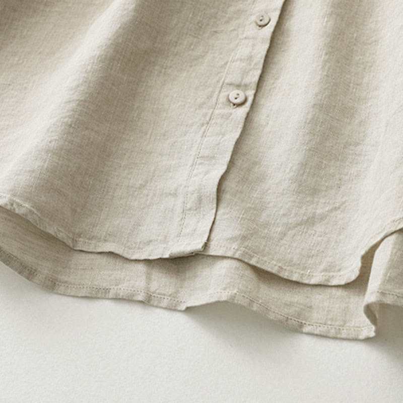 Buddha Stones Solid Color Button Three Quarter Sleeve Shirt - image 8