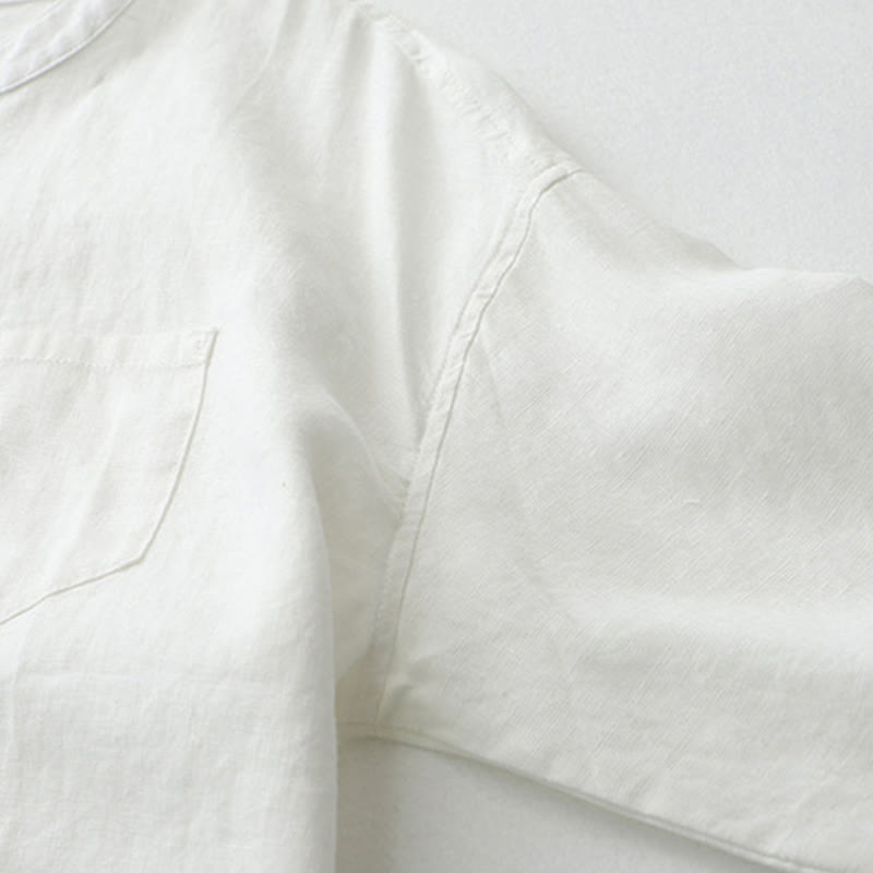 Buddha Stones Solid Color Button Three Quarter Sleeve Shirt - image 30