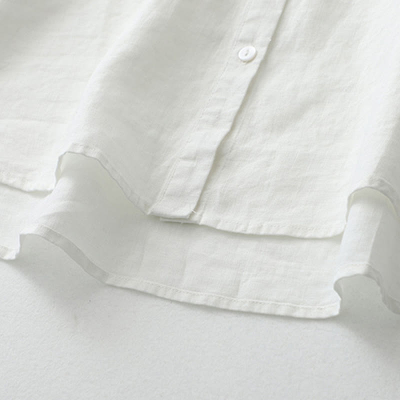 Buddha Stones Solid Color Button Three Quarter Sleeve Shirt - image 29