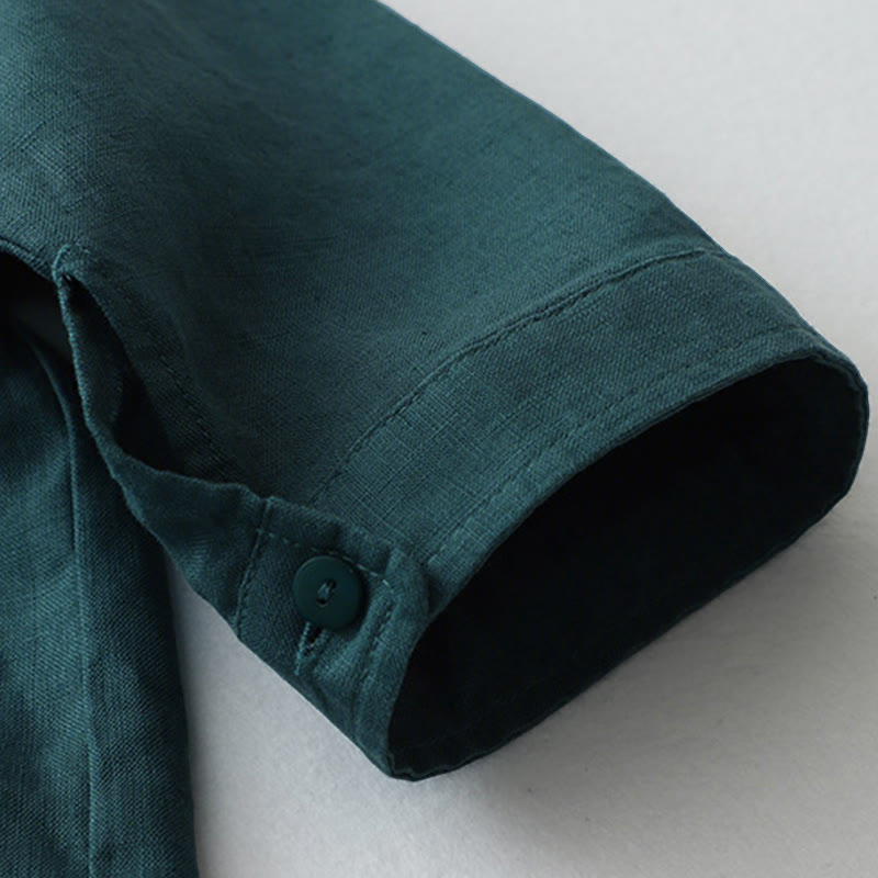 Buddha Stones Solid Color Button Three Quarter Sleeve Shirt - image 19