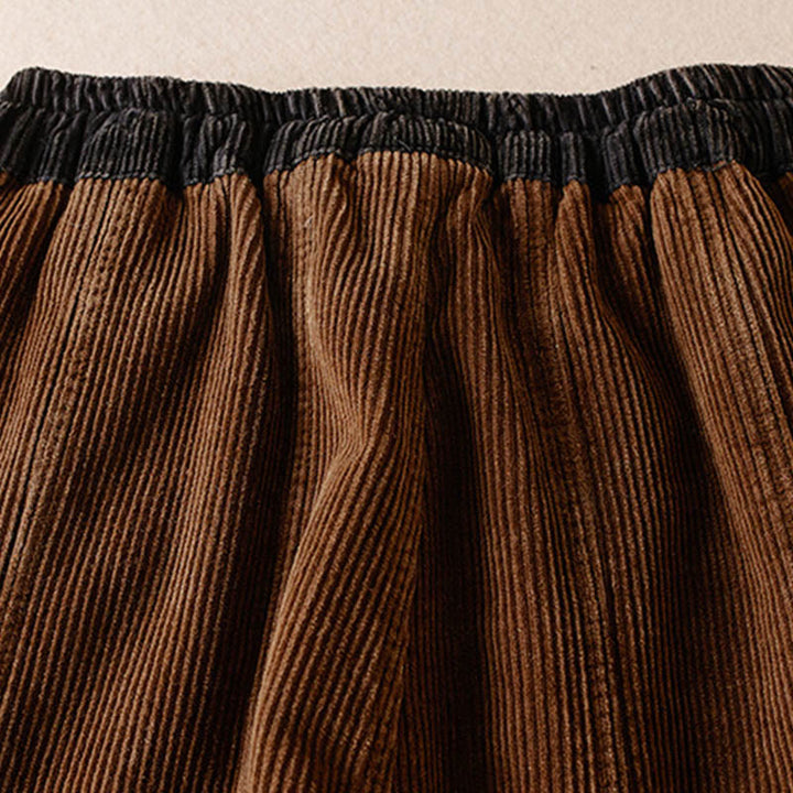 Buddha Stones Color Contrast Corduroy Cotton Women's Thermal Fleece-Lined Harem Pants With Pockets - image 17