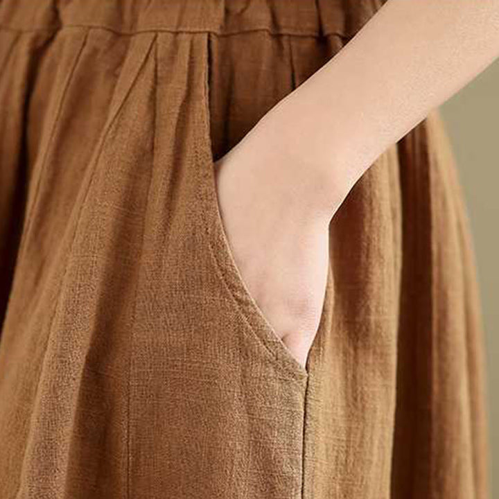 Buddha Stones Spring Casual Simple Design Women's Cotton Linen Harem Pants With Pockets - image 7