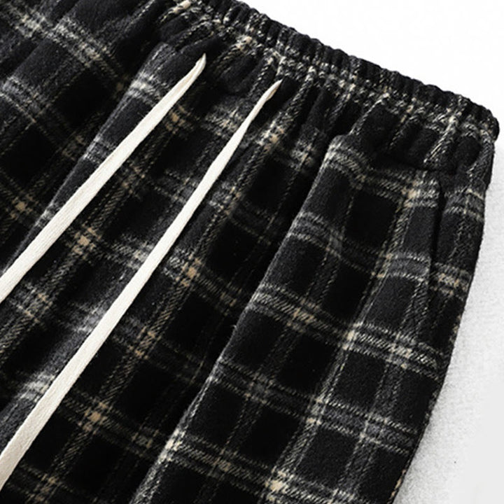 Buddha Stones Retro Plaid Pattern Women's Fleece-Lined Harem Cotton Pants With Pockets - image 13
