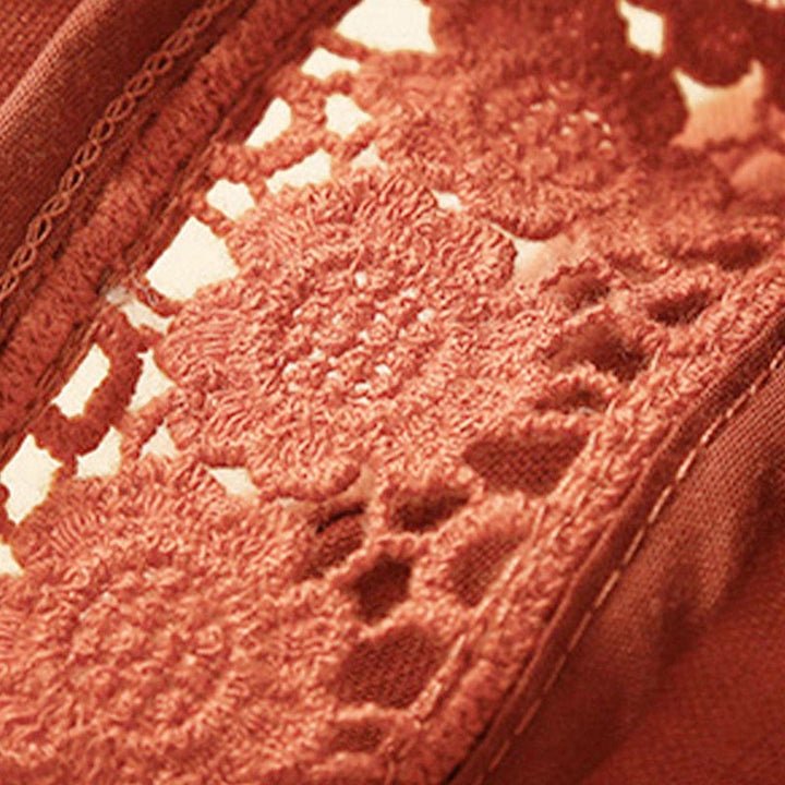 Buddha Stones Plain Color Bottom Hollow Lace Design Lace-up Cotton Women's Shorts With Pockets - image 48