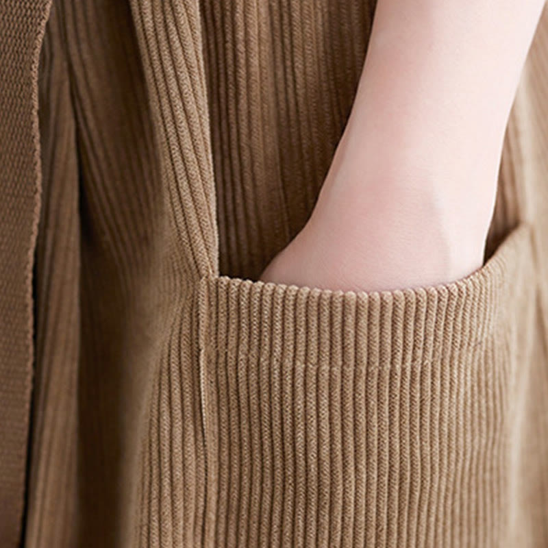 Buddha Stones Retro Women's Wide Leg 7-8 Length Corduroy Pants With Pockets Belt - image 9