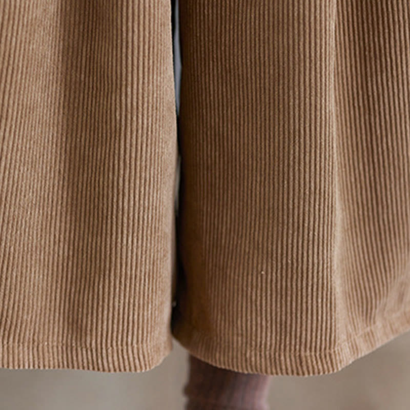 Buddha Stones Retro Women's Wide Leg 7-8 Length Corduroy Pants With Pockets Belt - image 10