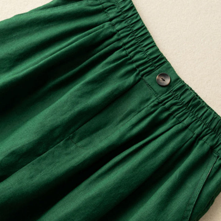 Buddha Stones Summer Casual Plain Zipper Button Cotton Linen Women's Shorts With Pockets - image 5