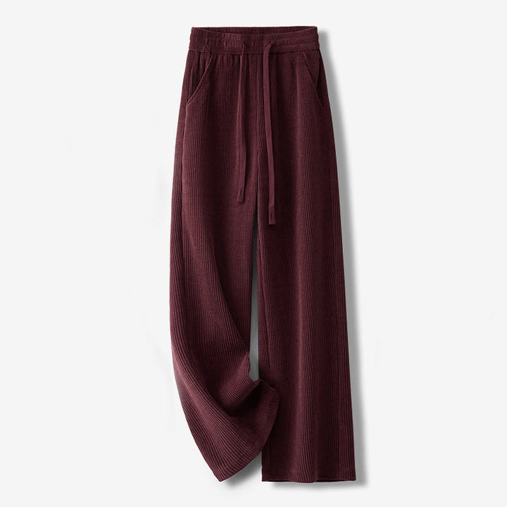 Buddha Stones Casual Solid Color Women's Wide Leg Corduroy Cotton Fleece-Lined Pants With Pockets - FireBrick - US12，UK/AU16，EU44 (3XL) - image 13